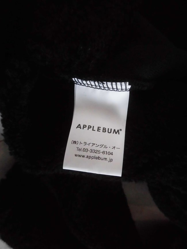 APPLEBUM アップルバム/ボア パーカー L/ボアフリース プルオーバー フーディ/メンズ/黒 ブラック/日本製/程度良好_画像7