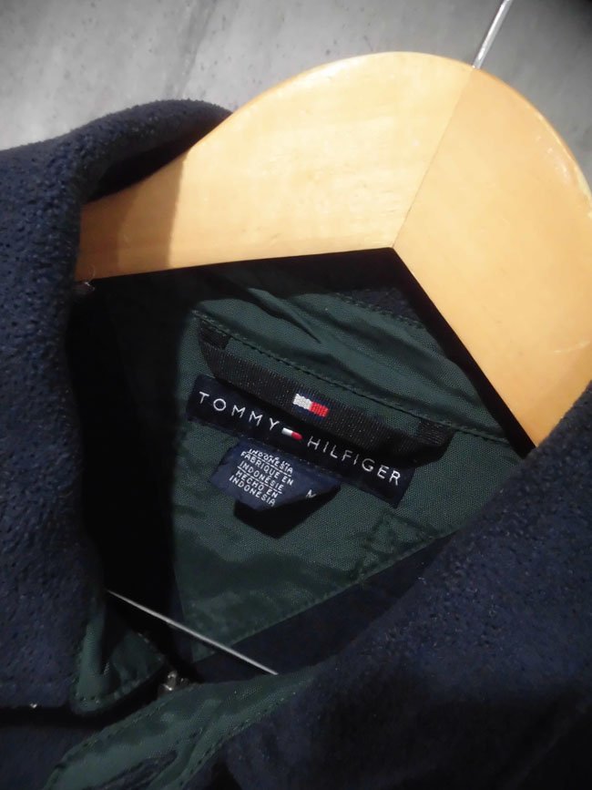 TOMMY HILFIGER トミーヒルフィガー フラッグロゴ刺繍 フリースジップジャケットM/フリースブルゾン/紺 ネイビー/メンズ_画像5