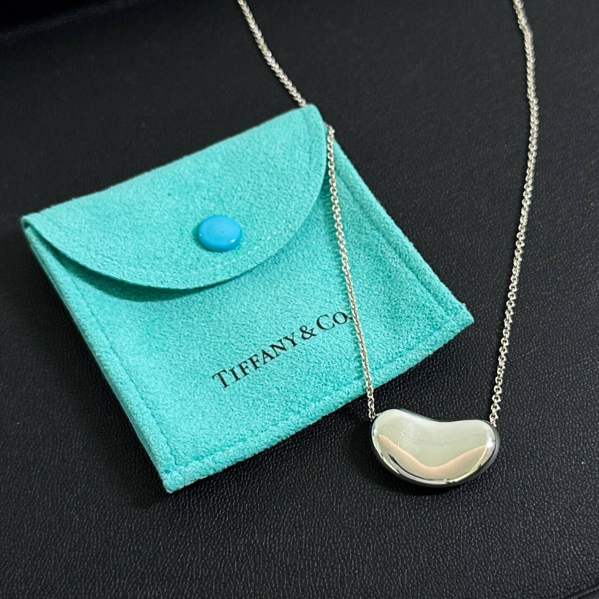 ◆中古◆ Tiffany&Co ティファニー SV 925 スターリング シルバー ビーンズ ネックレス ラージ 大きめ ビッグ 総重量 17.4g アクセサリー_画像1