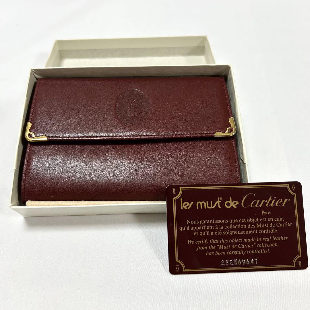 Cartier カルティエ マストライン 三つ折り財布 がま口 ゴールド金具