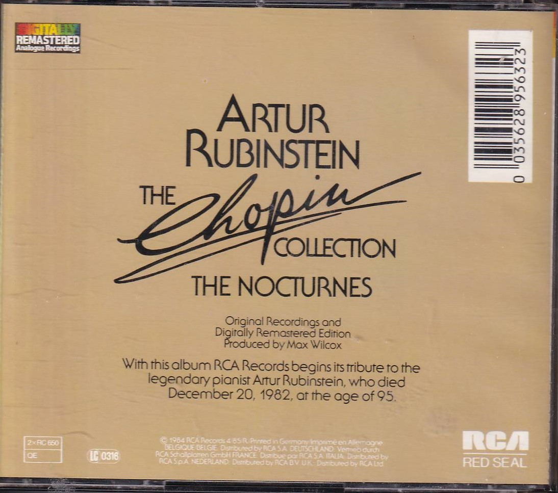 ルービンシュタイン ショパン:夜想曲(全曲) 2CD 初期RCA(西ドイツ製)_画像2