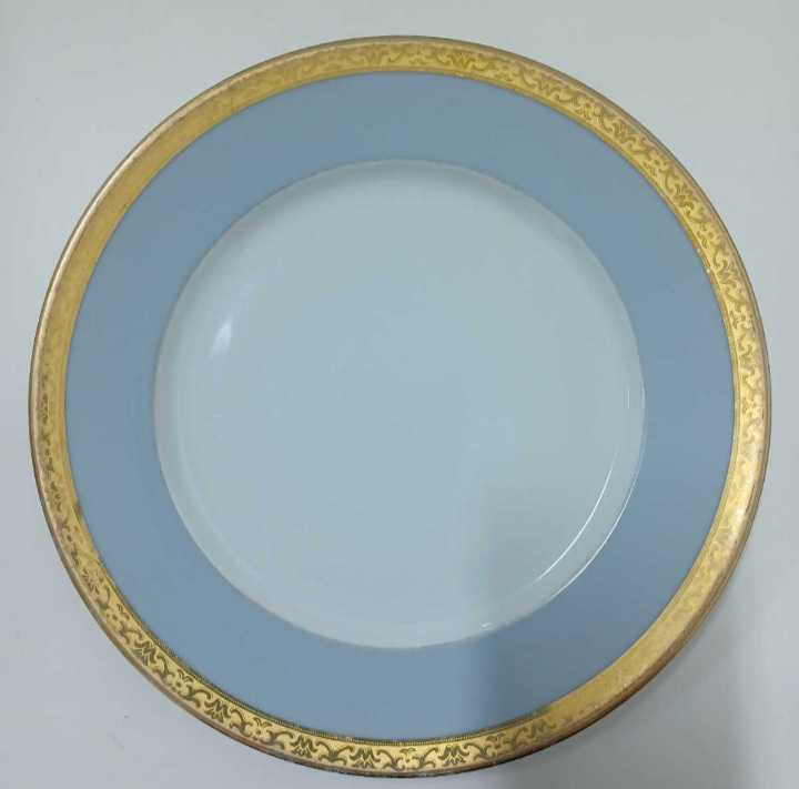 6 скала .)10 листов совместно HAVILAND Haviland Limo -ju24.5cm европейская посуда большая тарелка круг тарелка бледно-голубой голубой Gold ресторан . павильон золотая краска plate 240115