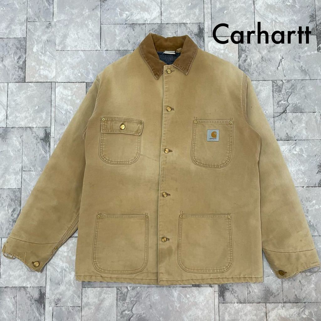 Carhartt カーハート カバーオール coverall ダックジャケット ミシガンチョア ヴィンテージ ベージュ サイズ2XL相当 玉SS1426