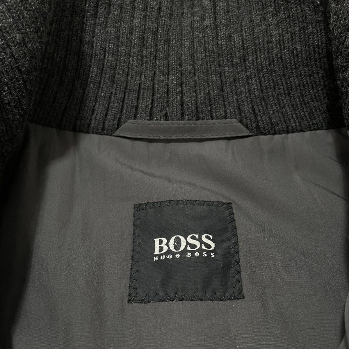 HUGO BOSS ヒューゴボス カシミヤ混 ウールコート スタンドカラー ジップアップ 大谷 ネイビー サイズ44(S相当) ユーロ 玉SS1406_画像2