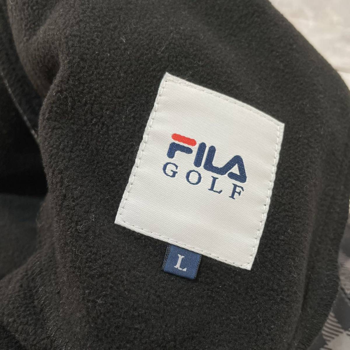 FILA GOLF フィラゴルフ ストレートパンツ ウエストドローコード 裏地フリース 防寒 ナイロン 刺繍ロゴ 玉SS1417_画像3