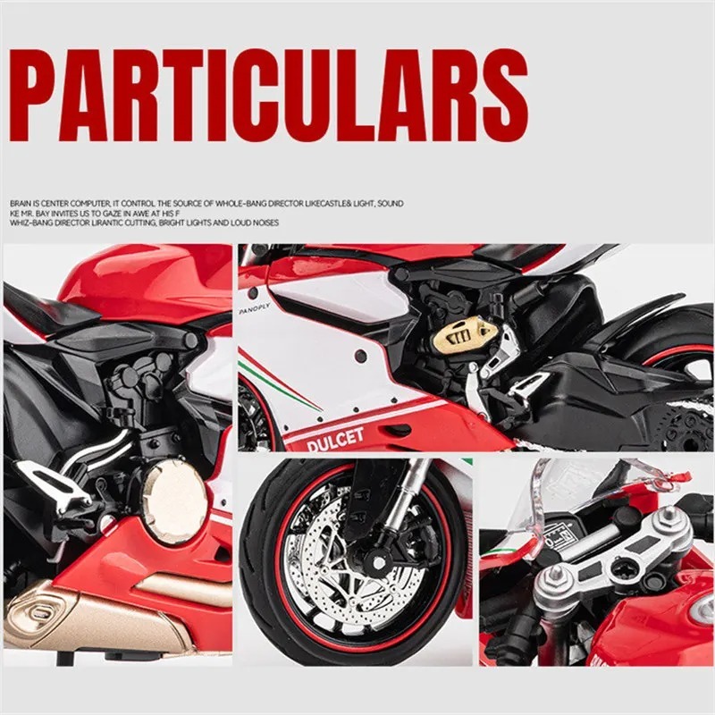 バイク ミニカー 1/12スケール 合金 おもちゃ DUCATI スーパーバイク ドゥカティ 1199 DULET ミニチュア オートバイ 329の画像4