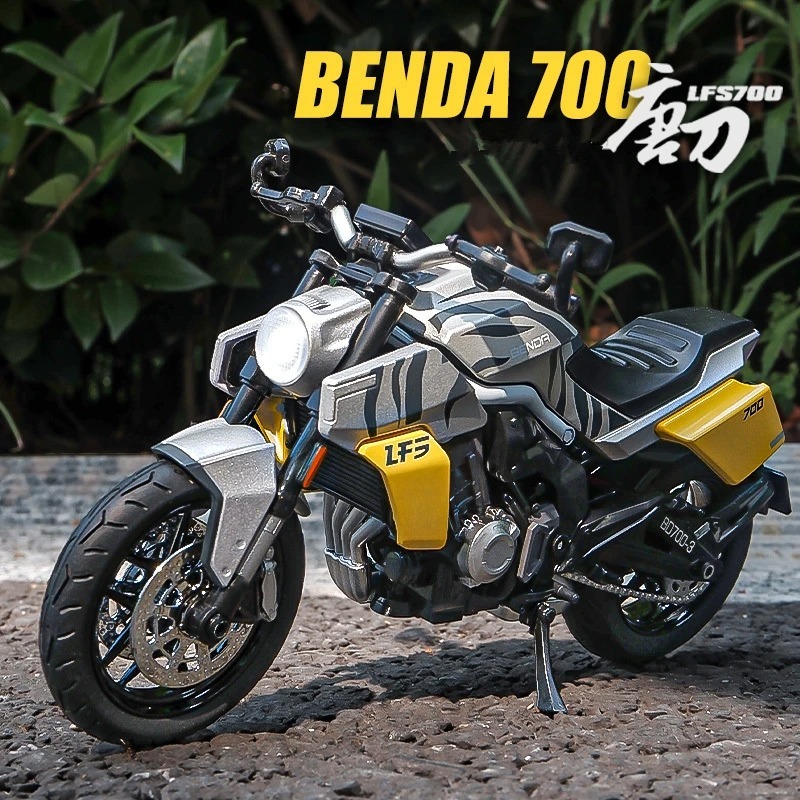 バイク ミニカー 合金 おもちゃ 1/12スケール BENDA LFS700 ミニチュア オートバイ 光るライト ホワイト イエロー 338_画像1