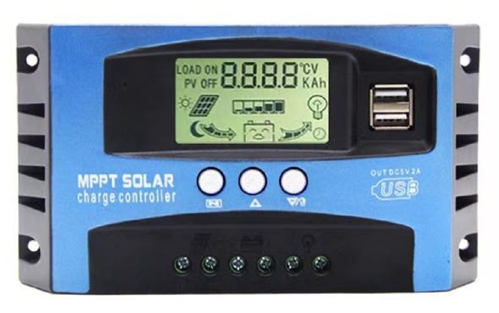 100A MPPT ソーラーコントローラー ソーラーパネル LCD充電電流ディスプレイ 12V24V自動切換 デュアルUSB 充放電圧調整 バッテリ保護 7-100_画像2