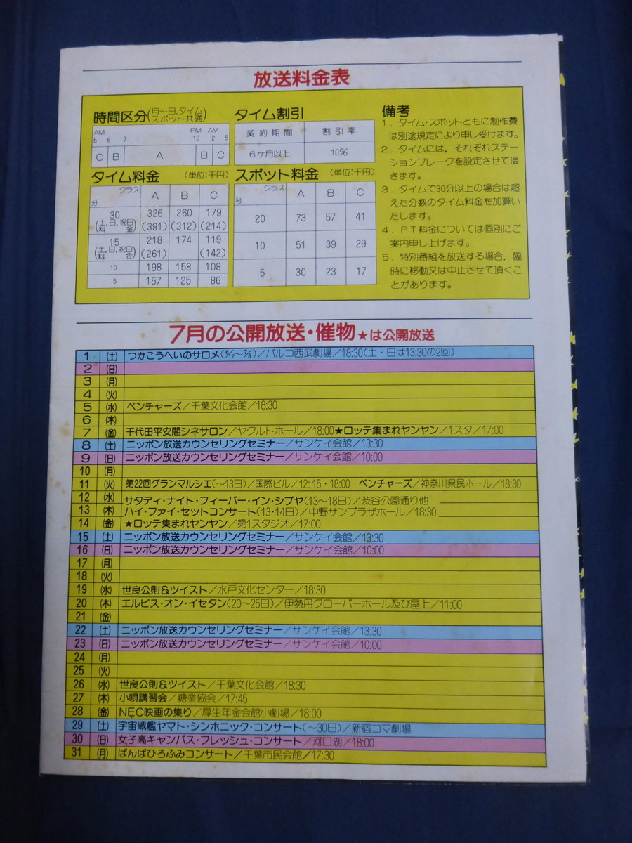 〇 ニッポン放送番組表 1978年7月号 太田裕美「ミュージック・フレンド・ショップ」高島ヒゲ武「大入りダイヤルまだ宵の口」/ 昭和53年_画像8