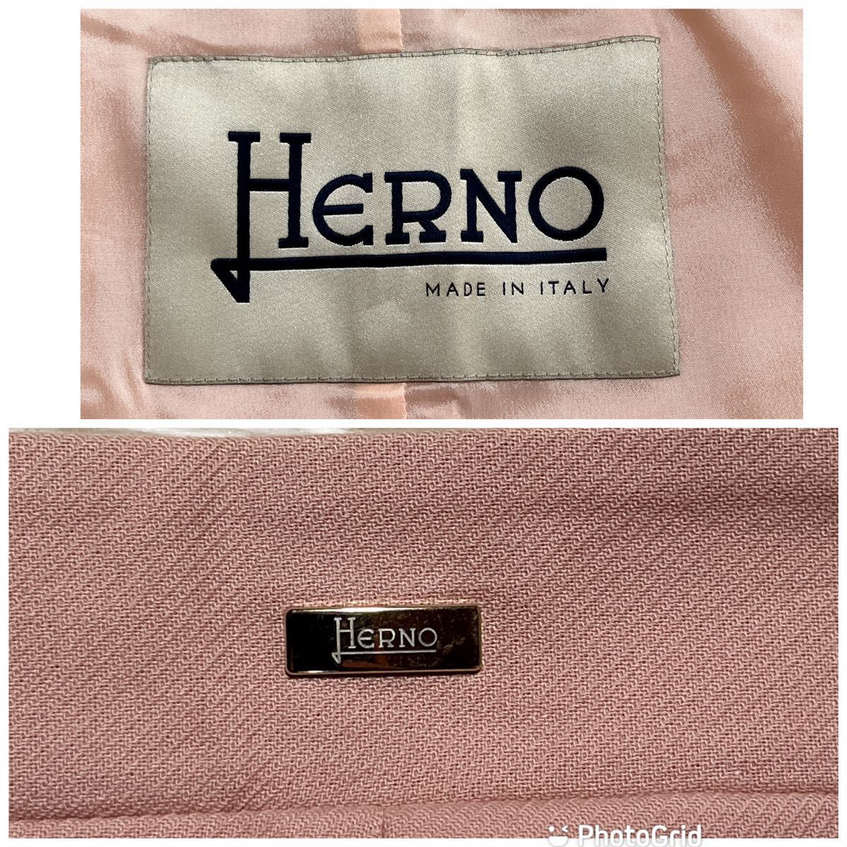 HERNO ヘルノ オフィサーカラーコート スプリングコート ロングコート ダウン ジャケット ブルゾン ジップアップ 42 L ピンク _画像8