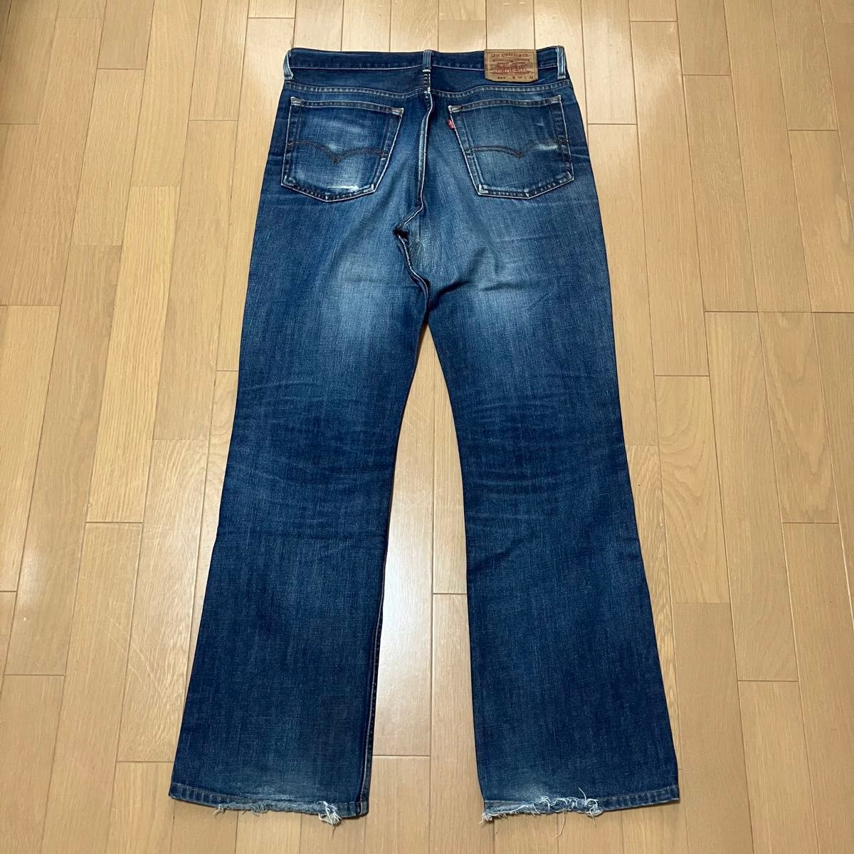 W34 リーバイス Levi's 517-03 ブーツカット デニム ジーンズ 90s 日本製 鬼ヒゲ ハチノス フレア リペア有