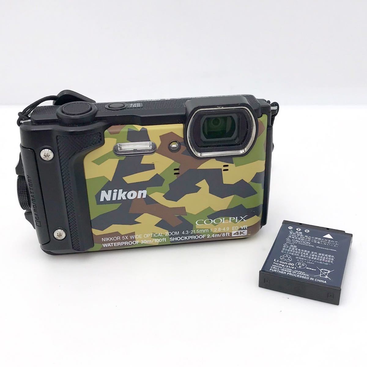 Nikon デジタル カメラ デジカメ COOLPIX W300 ニコン クールピクス カムフラージュ グリーン 本体 現状【NK5026】_画像1