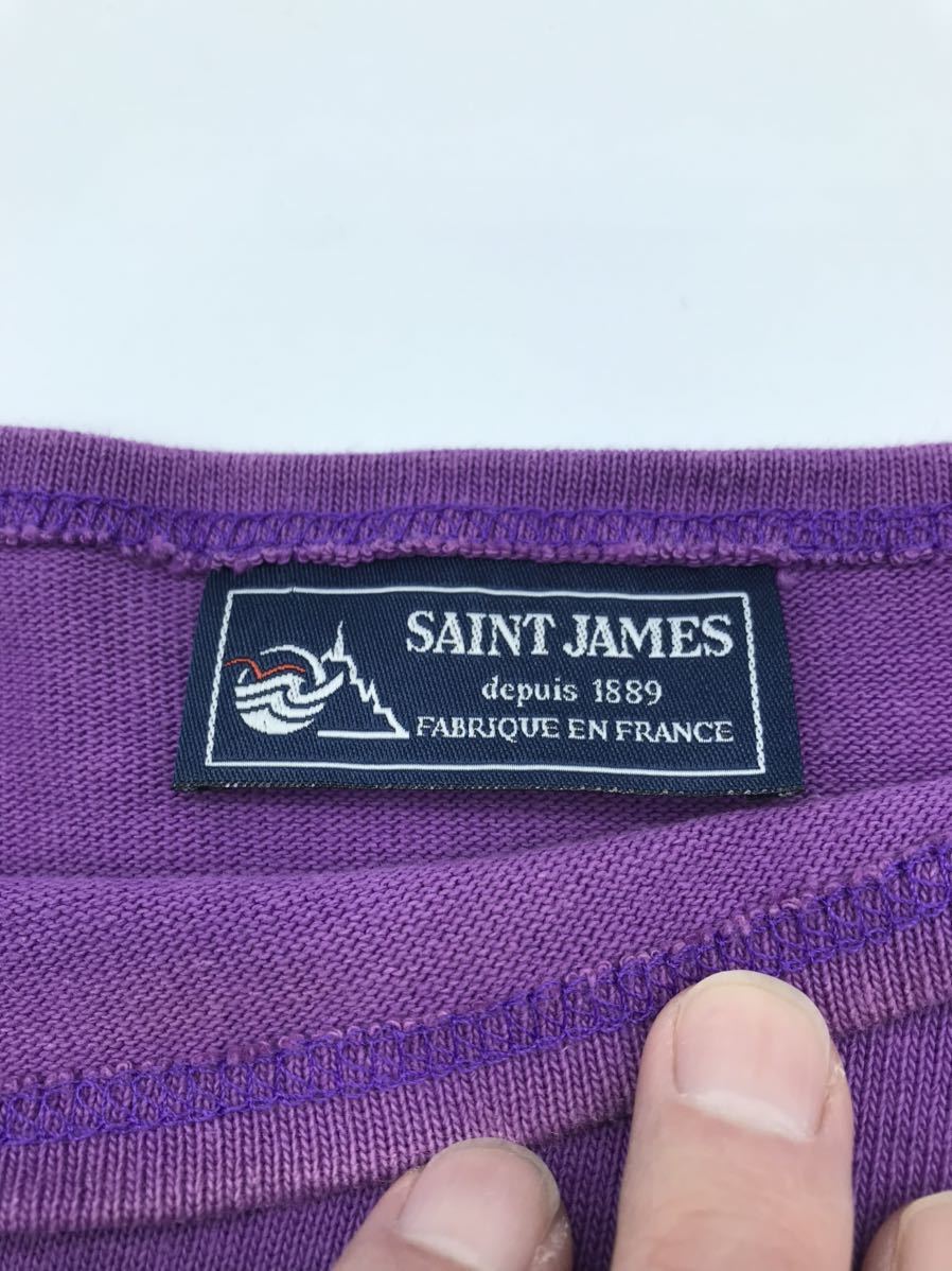 セントジェームス バスクシャツSAINT JAMES 八分袖Teeシャツ フランス製/パープル_画像4