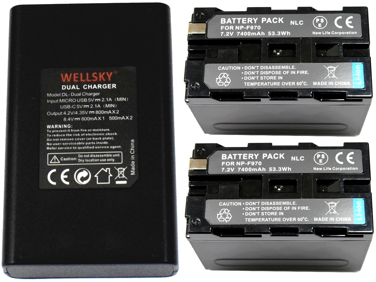  new goods SONY Sony NP-F950 NP-F960 NP-F970 interchangeable battery 7400mAh 2 piece & dual USB sudden speed interchangeable charger battery charger BC-VM10