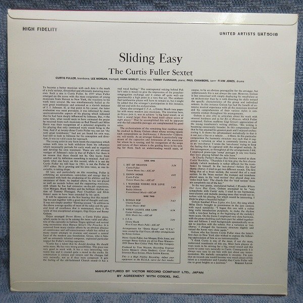 VA340●UAT-5018/カーチス・フラー六重奏団「スライディング・イージー」ペラジャケLPレコード(アナログ盤)_画像2