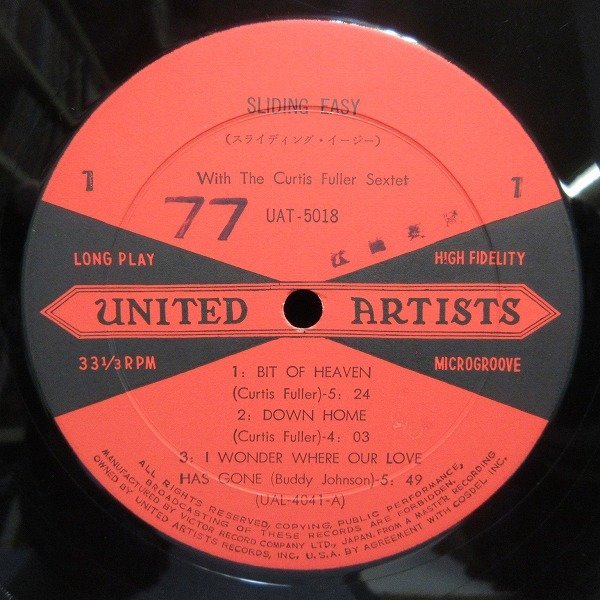 VA340●UAT-5018/カーチス・フラー六重奏団「スライディング・イージー」ペラジャケLPレコード(アナログ盤)_画像3