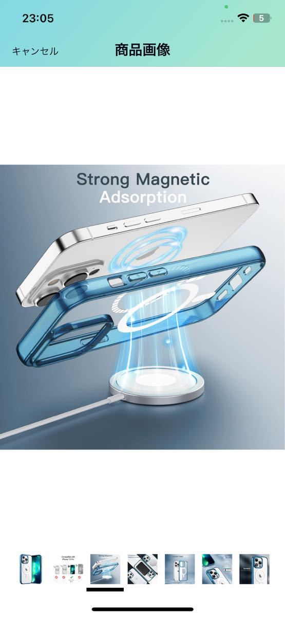 AE- 20 JEDirect iPhone 13 Pro マグネット ケース(6.1インチ用) MagSafe ワイヤレス充電対応 衝撃吸収 バンパーカバー 透明バック (紺)_画像5