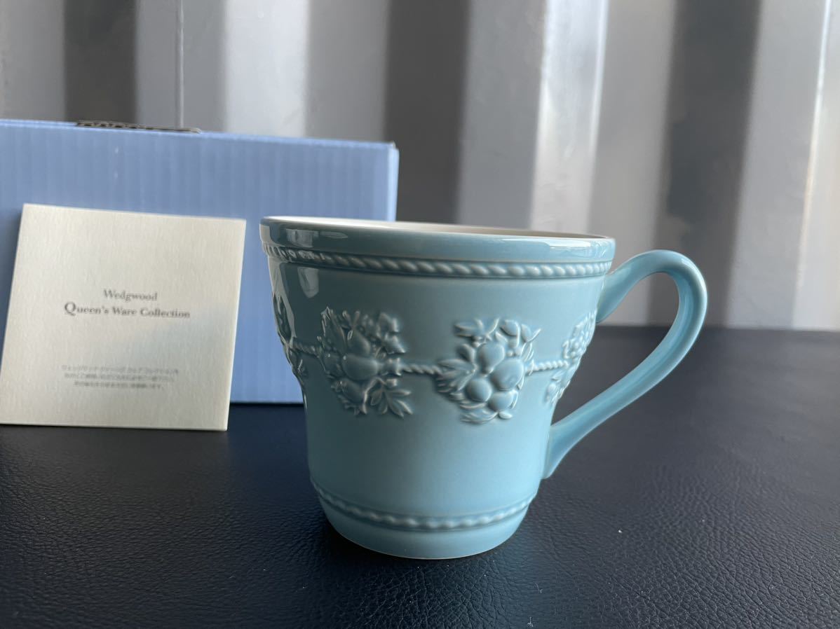 未使用品☆WEDGWOOD ウェッジウッド ペアマグカップ アイボリー ブルー ウエッジウッド ペア マグカップ Queen's Ware Collection_画像3