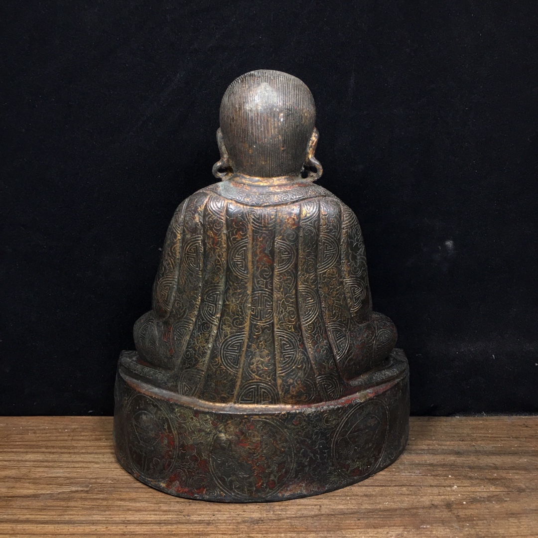 唐物 中國 清代 銅製 チベット仏教 瑪爾巴大師 仏像 仏教古美術 供養品 細密彫 置物 時代物 中国美術 FCK299_画像7