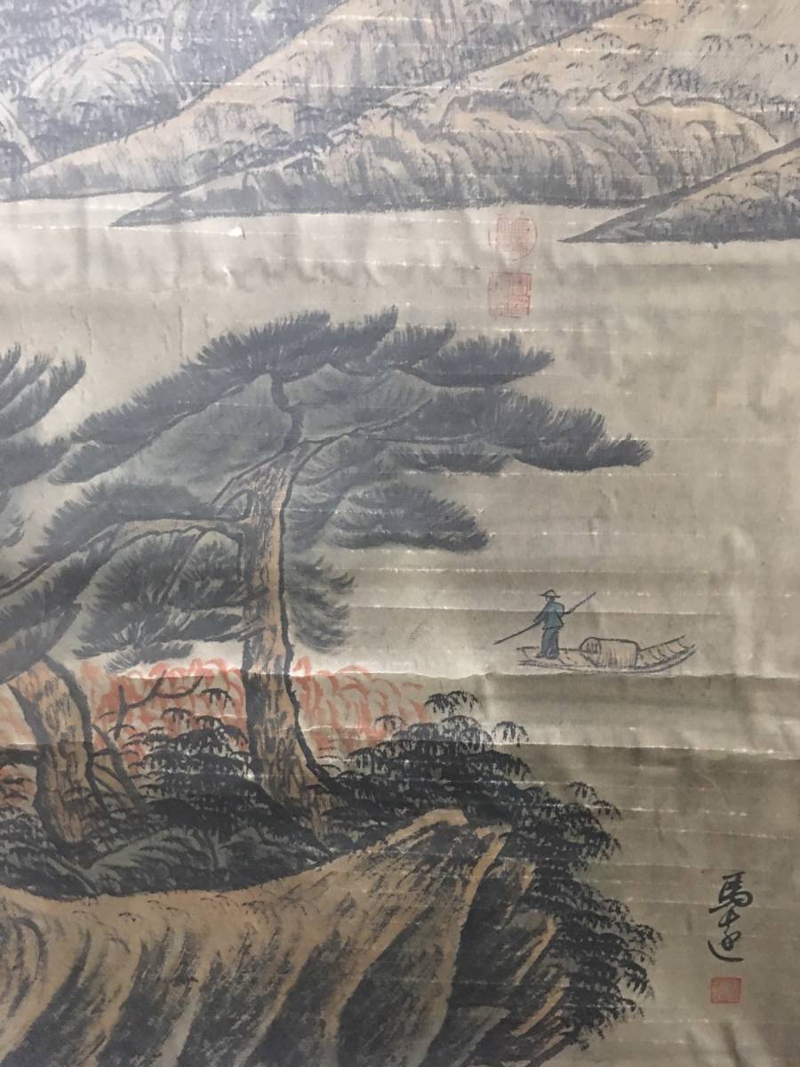 中国古画 中国南宋の著名な画家 馬遠 山水図 手描き 掛け軸 巻き物 書画立軸 水墨中国画 時代物 中国美術 GH214_画像6