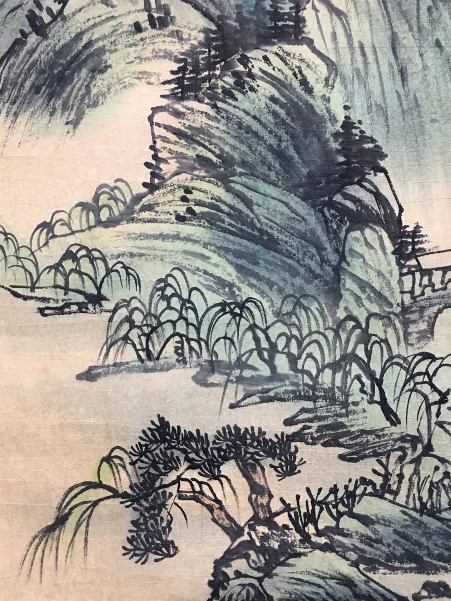 中国画 清代の画家 張之萬 山水画 四條屏 手描き作品 掛軸 巻き物 宣紙 時代物 中国美術 賞物 美術品 AH57_画像6