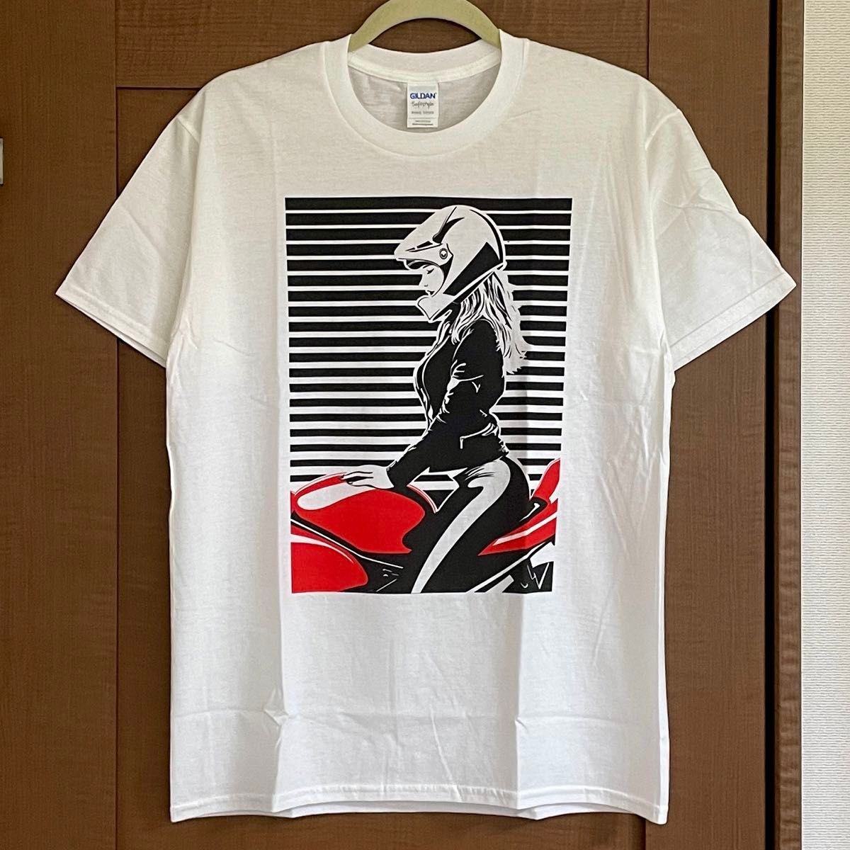 【難あり】Tシャツ バイク レディース メンズ Mサイズ オートバイ ティシャツ ホワイト 半袖 TEE シャツ カットソー