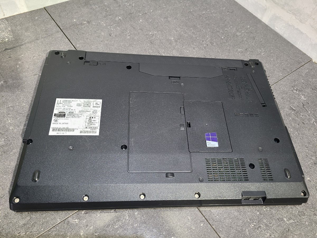 【現状品】管1X58 FUJITSU LIFEBOOK A577/P FMVA18005 CPU core i3-7100U Bios起動OK HDD無し、メモリー4GB、バッテリー有り の画像9