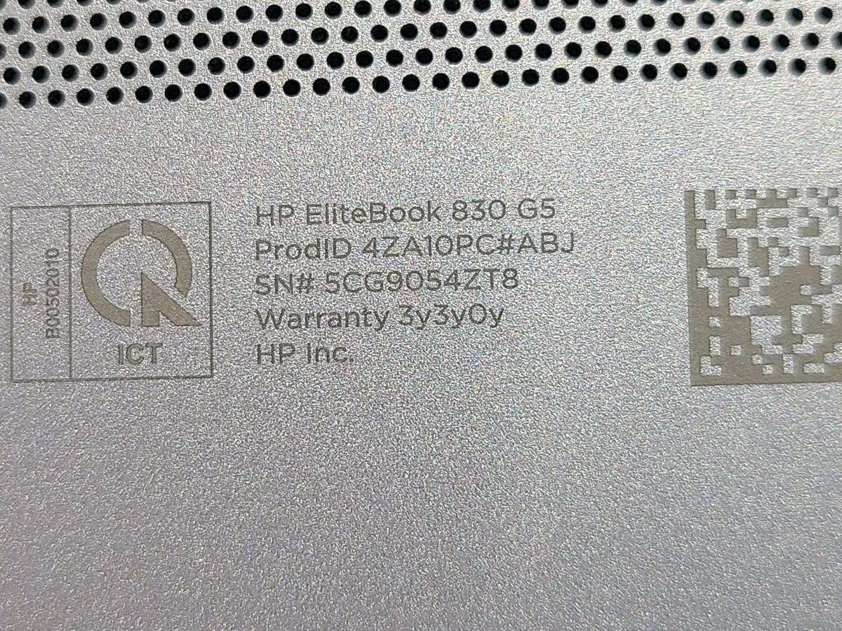【中古動作品】管1X193 HP EliteBook 830 G5 core i5-8250U SSD256GB、メモリー8GB、バッテリー有り、クリーンインストール済み 少々傷有り_画像10