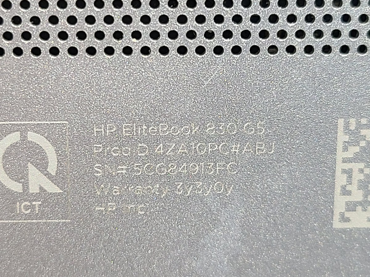 【中古動作品】管1X194 HP EliteBook 830 G5 core i5-8250U SSD256GB、メモリー8GB、バッテリー有り、クリーンインストール済み 傷有り_画像10