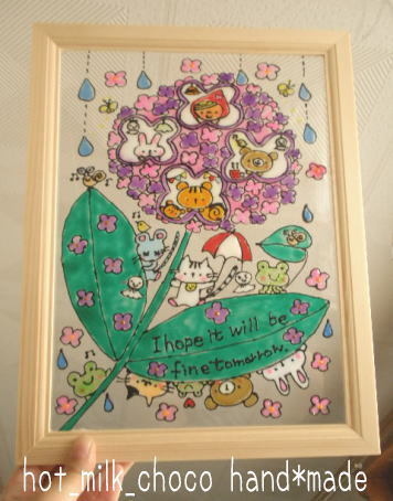 *NO.A06* stained glass manner *A4 size * purple . flower * flower * rain *6 month * girl * animal *...*..* squirrel * cat * hand made * miscellaneous goods * interior 