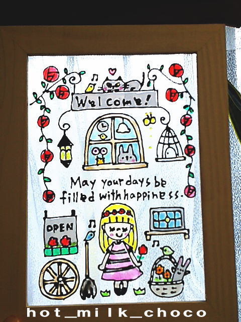 *NO.L116* stained glass manner *2L size * hand made * miscellaneous goods * interior * decoration * ornament *.* art * illustration * garden * rose * girl 