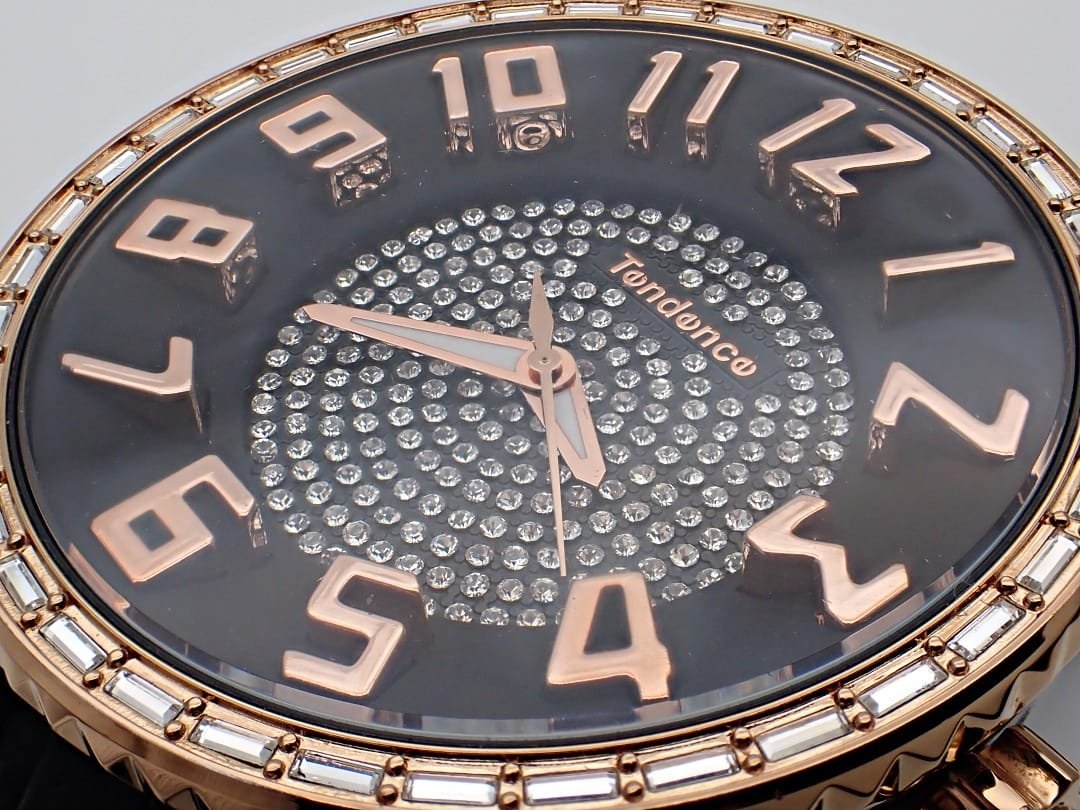 TENDENCE Tendence Gulliver раунд мужской часы J05R кварц силикон черный x Gold б/у B [ бесплатная доставка ] B-2184