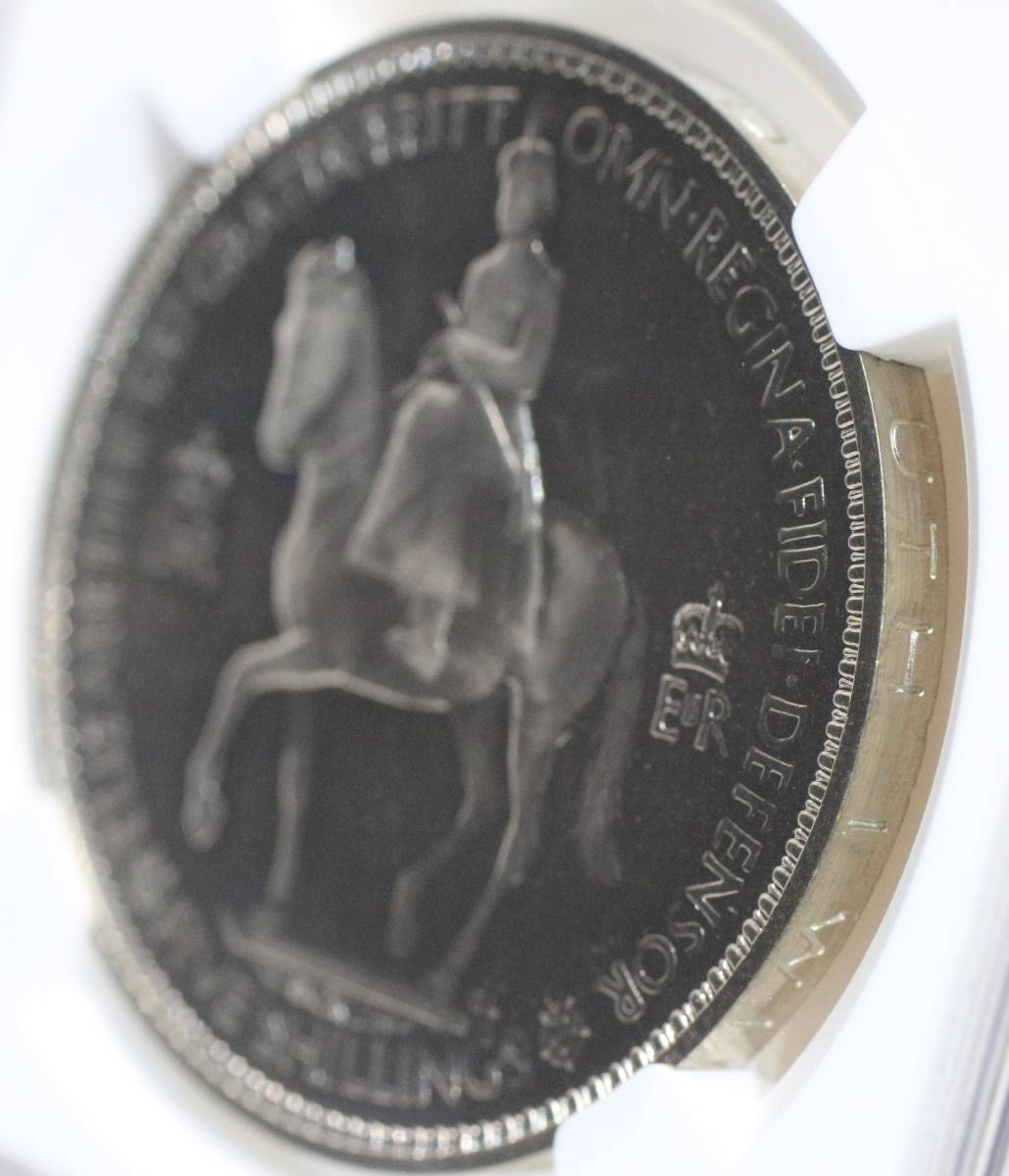 【高鑑定】1953年 イギリス 戴冠式 エリザベス2世 女王【PF65CAMEO】白銅貨 クラウン 5シリング CORONATION モダン コイン 送料無料 NGCの画像5