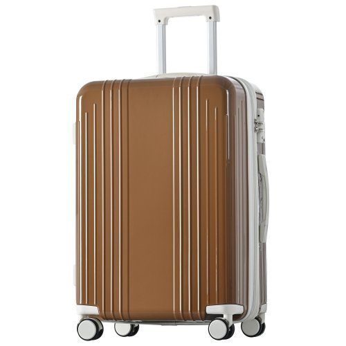 スーツケース キャリーケース 超軽量 拡張機能付 キャリーバッグ 4~7泊 suitcase 耐衝撃 360度回転 TSAローク搭載 (L,ブラウン)