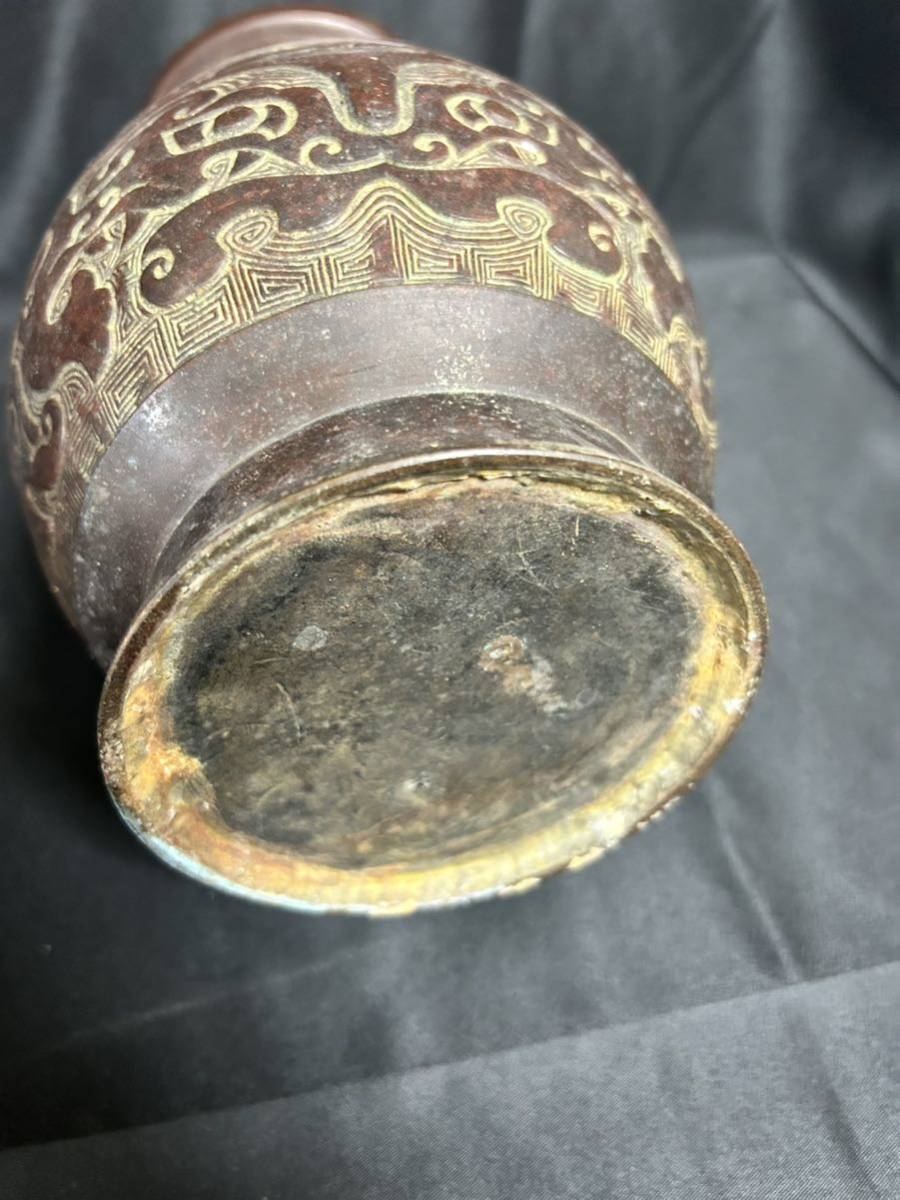 中国 花瓶 餮饕紋 古銅 花器 _画像5