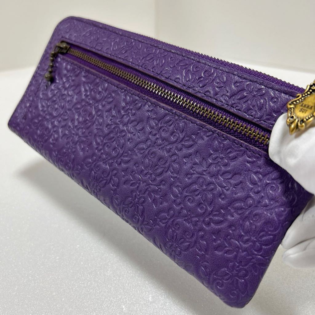 ☆新品-未使用-タグ付き☆ ◆ANNA SUI アナスイ 鬼滅の刃コラボ◆ 胡蝶姉妹 長財布 L字ファスナー パープル 【送料無料】0131の画像4