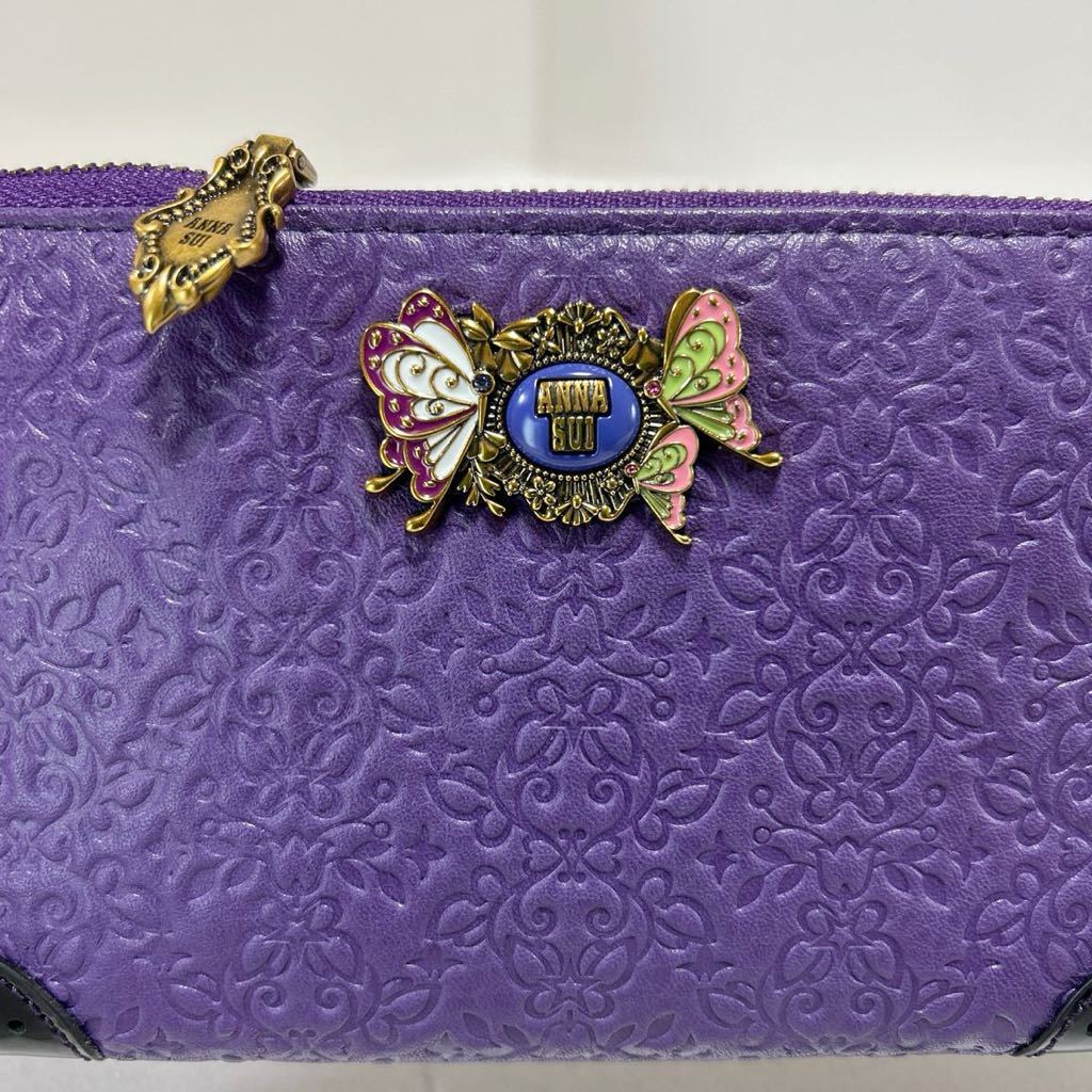 ☆新品-未使用-タグ付き☆ ◆ANNA SUI アナスイ 鬼滅の刃コラボ◆ 胡蝶姉妹 長財布 L字ファスナー パープル 【送料無料】0131の画像10