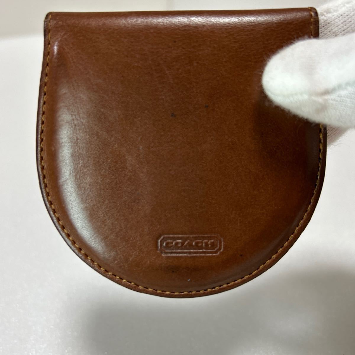 COACH コーチ　コインケース　小銭入れ　本革　馬蹄型　ロゴ型押し　ブラウン 【USED】0112_画像10