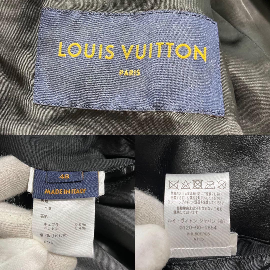 極美品 タグ付き LOUIS VUITTON ルイヴィトン ミンクファー シングルライダース レザージャケット ブルゾン ブラック 黒 ランウェイモデル_画像8