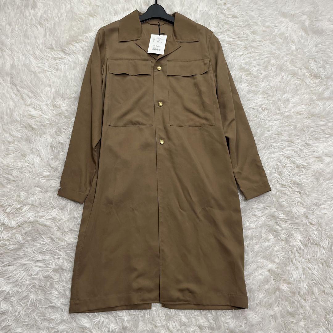 新品タグ付き MADISON BLUE マディソンブルー open collar shirt coat nidom スプリングコート シャツワンピース ロング 金ボタン 羽織り