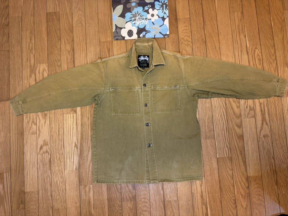 STUSSY OLD ワークJKT work (M)キャメルUSED ヴィンテージ オールド ステューシー 激レア 初期 デニム カーハート1980 藤原ヒロシ_画像1