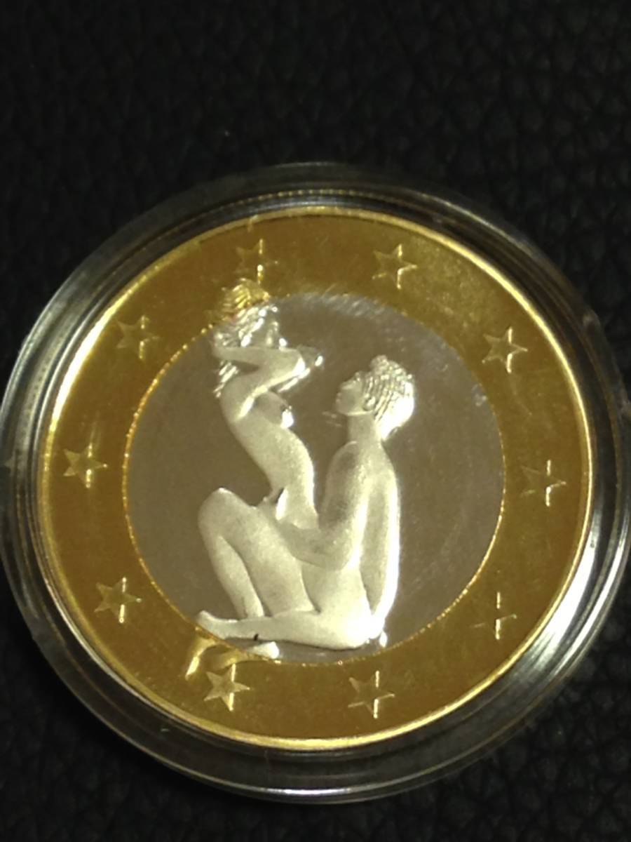 H14-18)海外丸形記念金、銀２色コイン、メダル*ドイツ体位コイン*参考品1枚　セクシー　ノーマジーン　性愛誘惑メダル_画像1