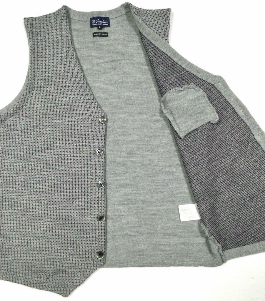 美品「Sweaterie by Gim」“65380520” ジャガード編み 胸ポケット付き ニットベスト SIZE:L/M-L相当 日本製