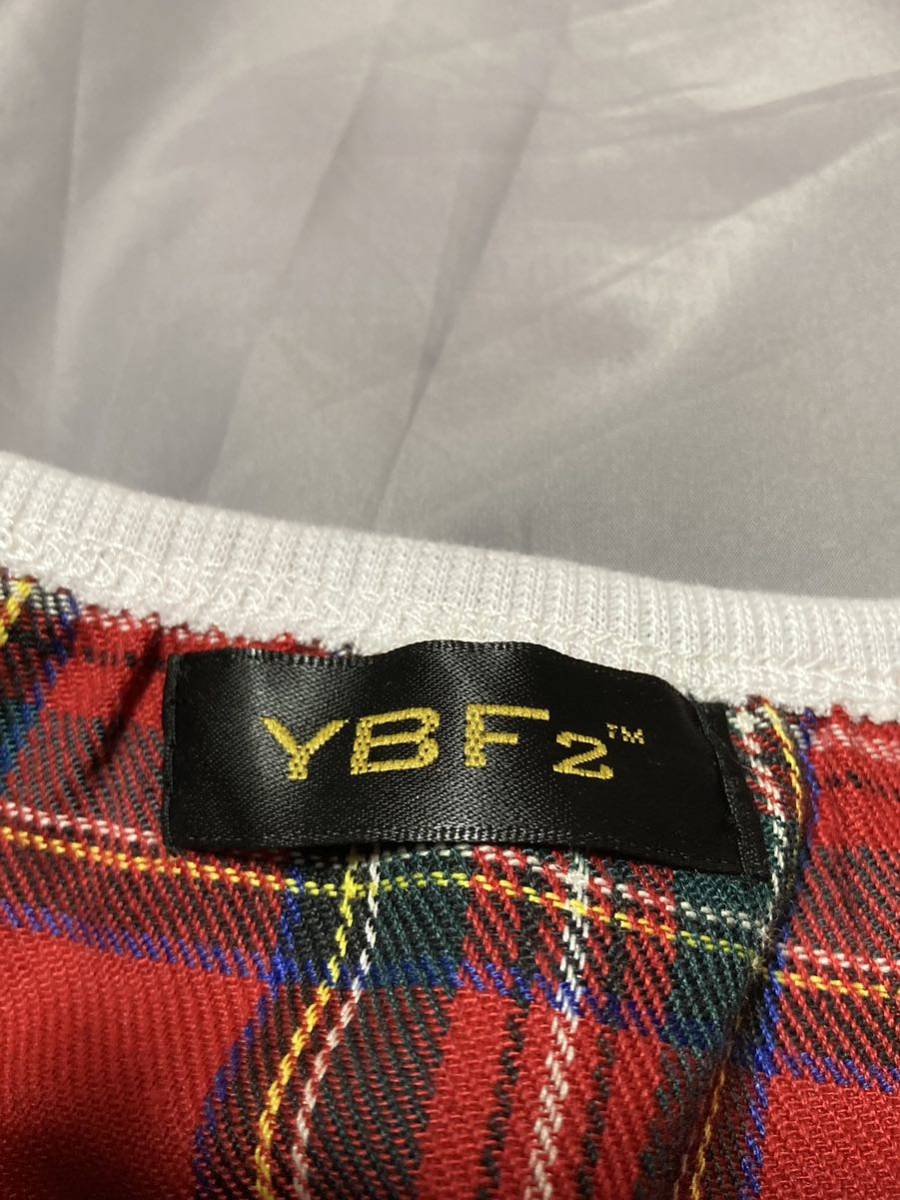 ★新品タグ無★YBF2★赤タータンチェック柄が可愛いチュニックワンピース★フリーサイズM~L★微起毛ツィード生地★共布ベルトリボン付き★_画像7