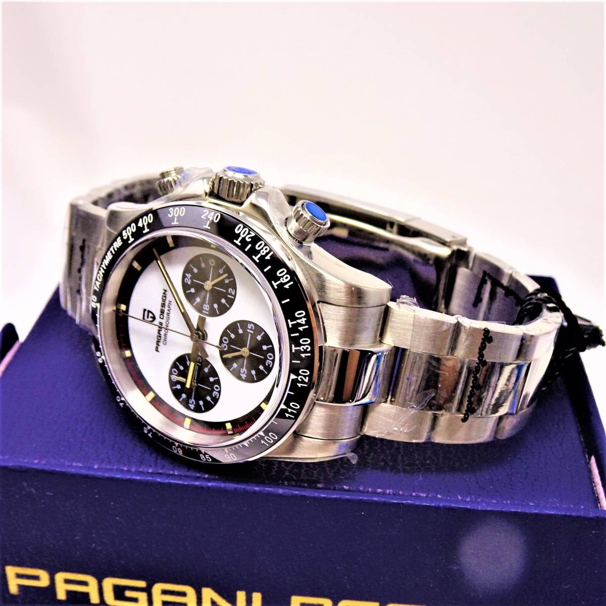 送料無料・新品・パガーニデザイン・メンズ・セイコー製VK63クロノグラフクオーツ式腕時計 ・オマージュウオッチ・ステンレス・PD-1676_画像5