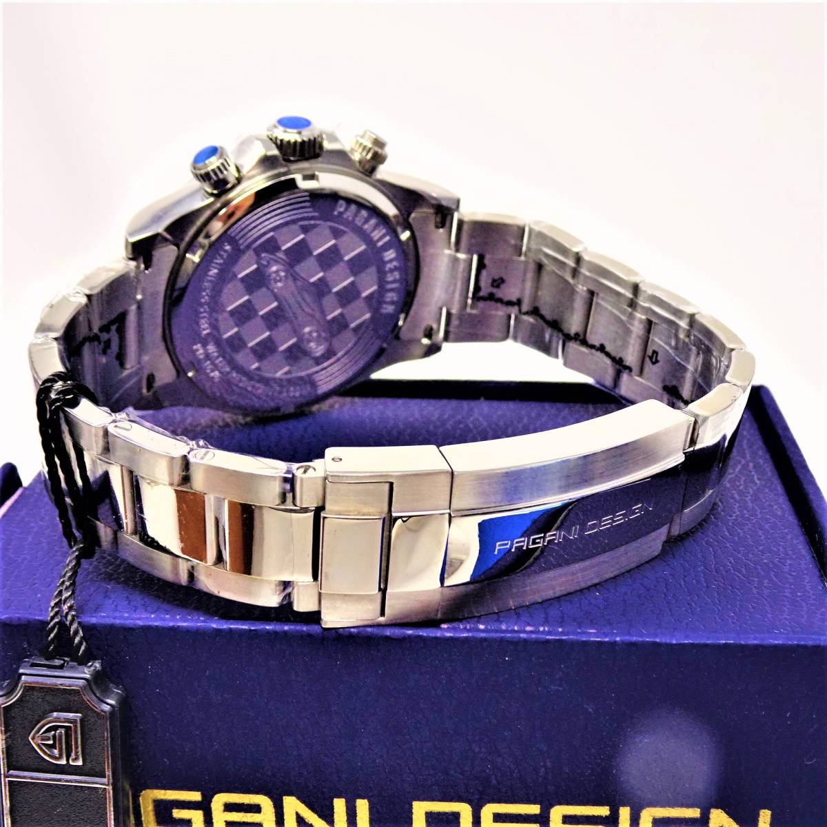 送料無料・新品・パガーニデザイン・メンズ・セイコー製VK63クロノグラフクオーツ式腕時計 ・オマージュウオッチ・ステンレス・PD-1676_画像7