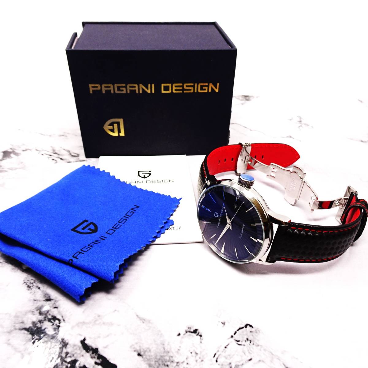 送料無料・新品・パガーニデザイン・メンズ・Seagull2813機械式腕時計 ・ステンレスケース・カーボン柄本革レザーストラップ・PD-2770_画像10