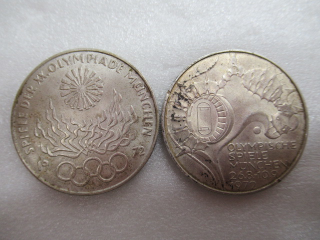 ◆大古銭展◆ドイツ 1921年 ミュンヘンオリンピック まとめて2枚 10マルク銀貨 記念銀貨 五輪 SV625 量目約15.6ｇ_画像1