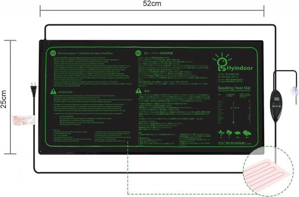 ヒートマット サーモスタット付き 25x52cm 園芸ヒーター 発芽マット 温度制御 温床関連 育苗器_画像2