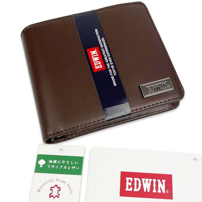 ブラック 黒 EDWIN 45 二つ折り財布 リサイクルレザー 折財布 エドウイン_画像5